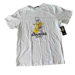 Bananas Monkey Homies Graphic T-Shirt Mens Large White Cotton BMU200102 NWT